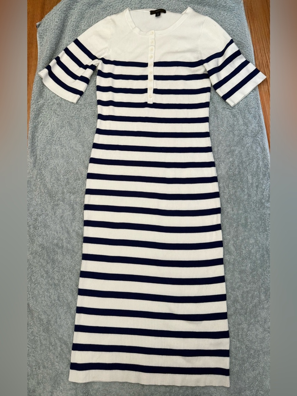 J. Crew Navy and White Striped Knit Maxi Dress